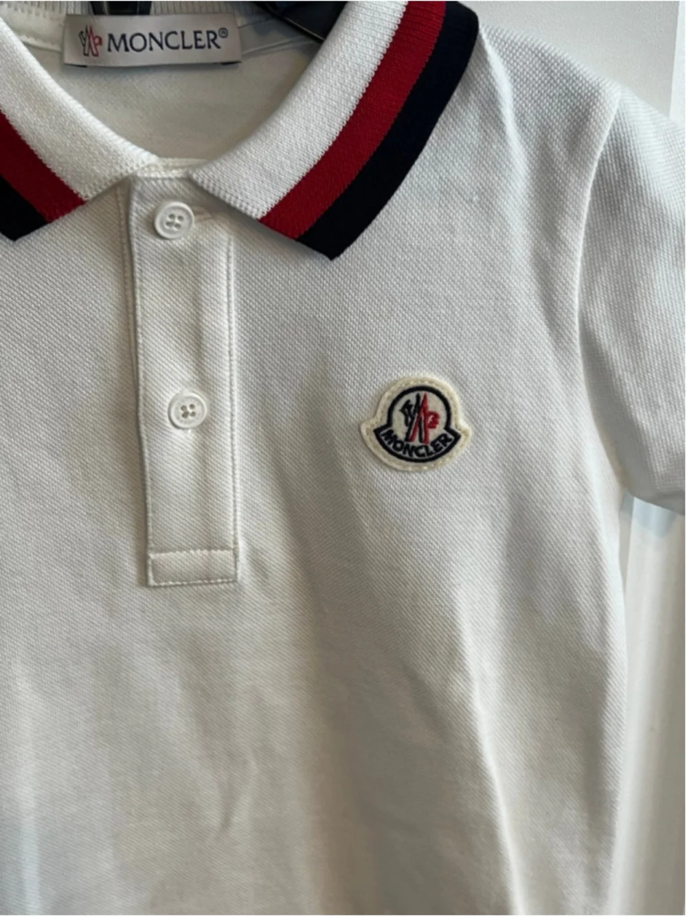 NWT MONCLER White Stretch Cotton Piqué Polo Romper 9/12 Months